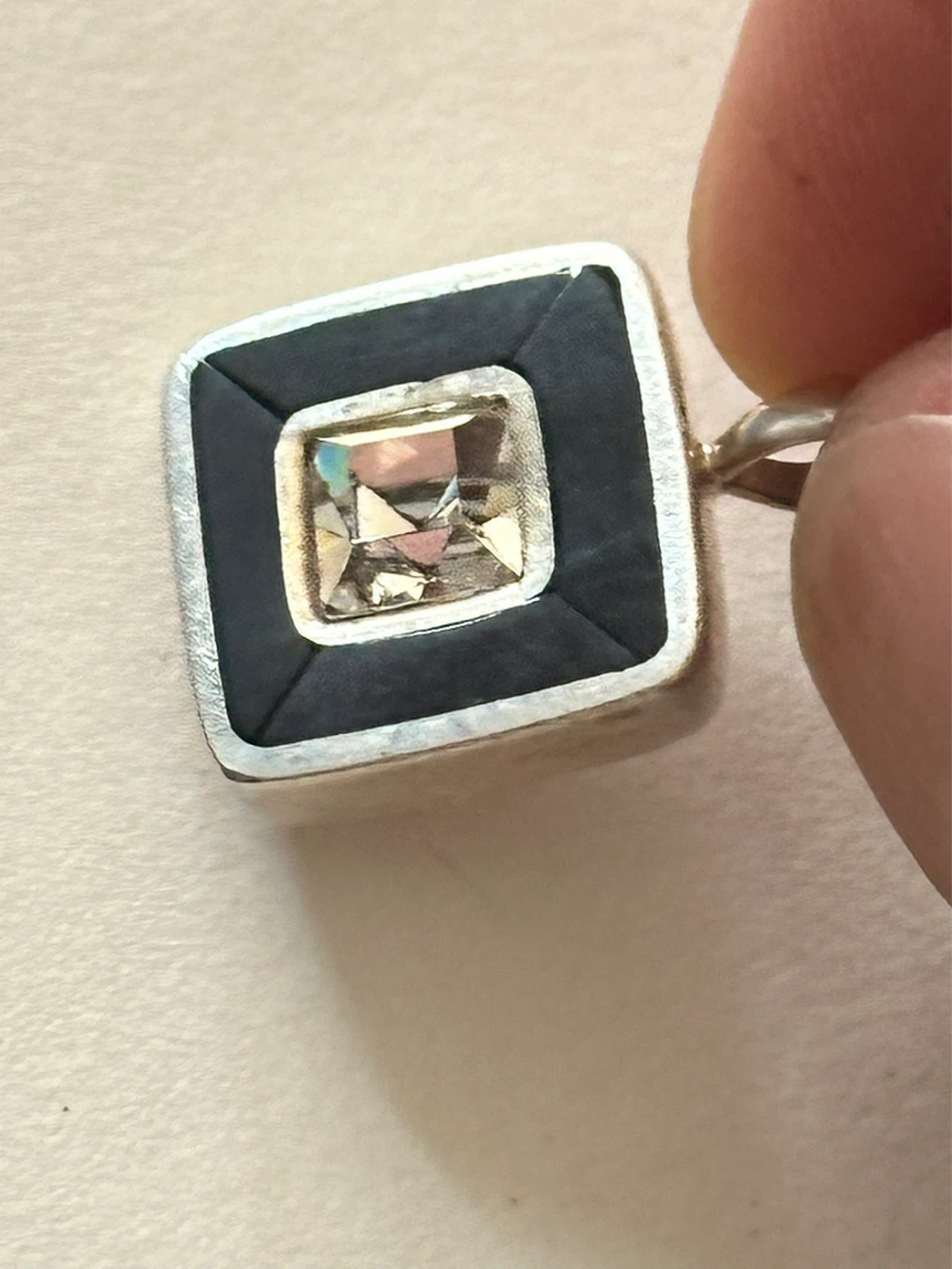 Vintage Soul Flower Onyx and Sterling Pendant - photo 2