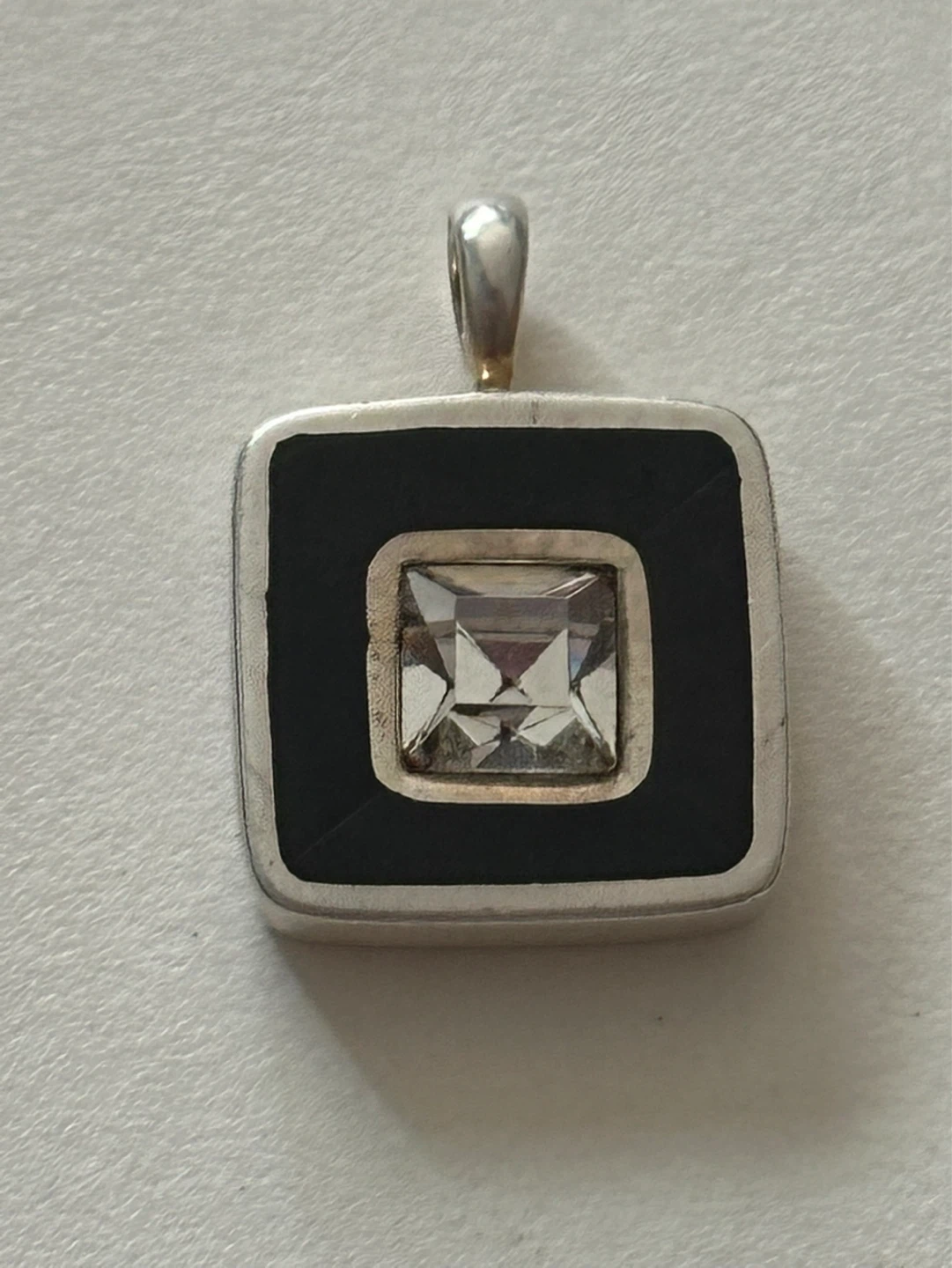 Vintage Soul Flower Onyx and Sterling Pendant