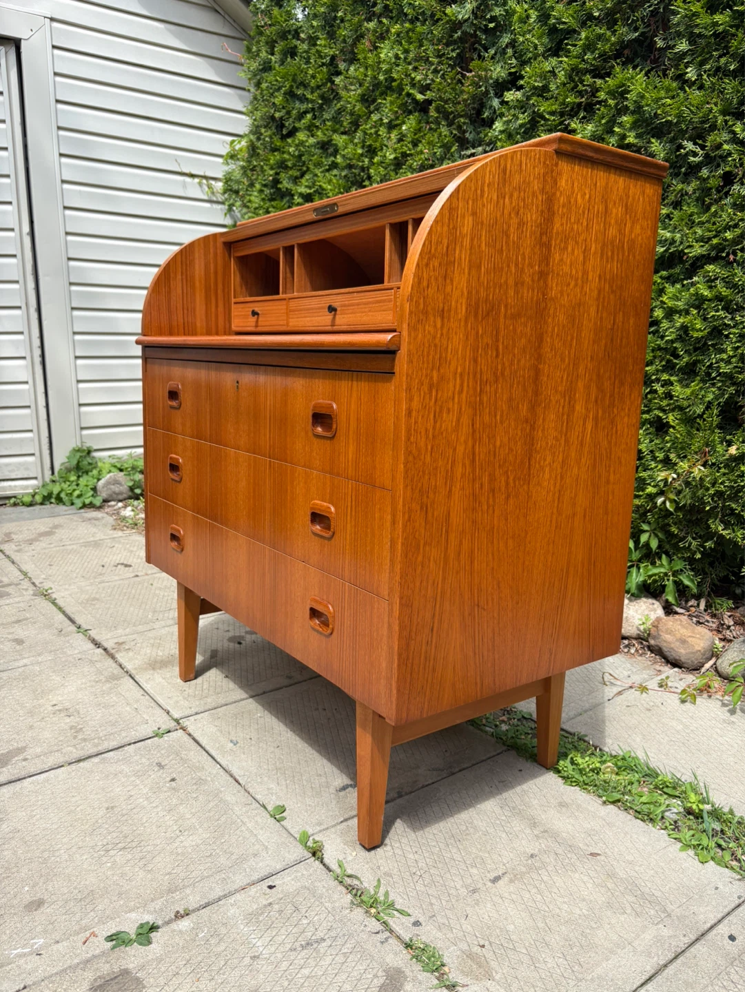 Swedish MCM Teak Secretary Rolltop Desk - photo 5