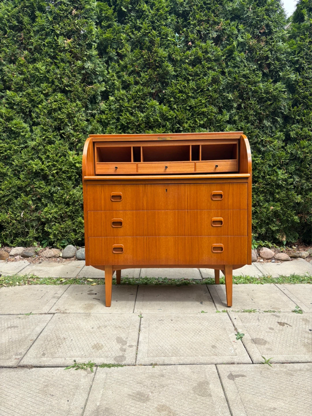 Swedish MCM Teak Secretary Rolltop Desk - photo 3