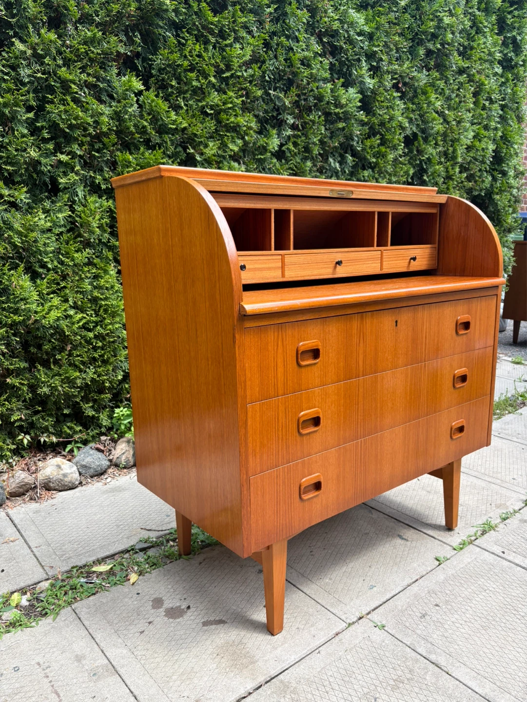 Swedish MCM Teak Secretary Rolltop Desk - photo 4