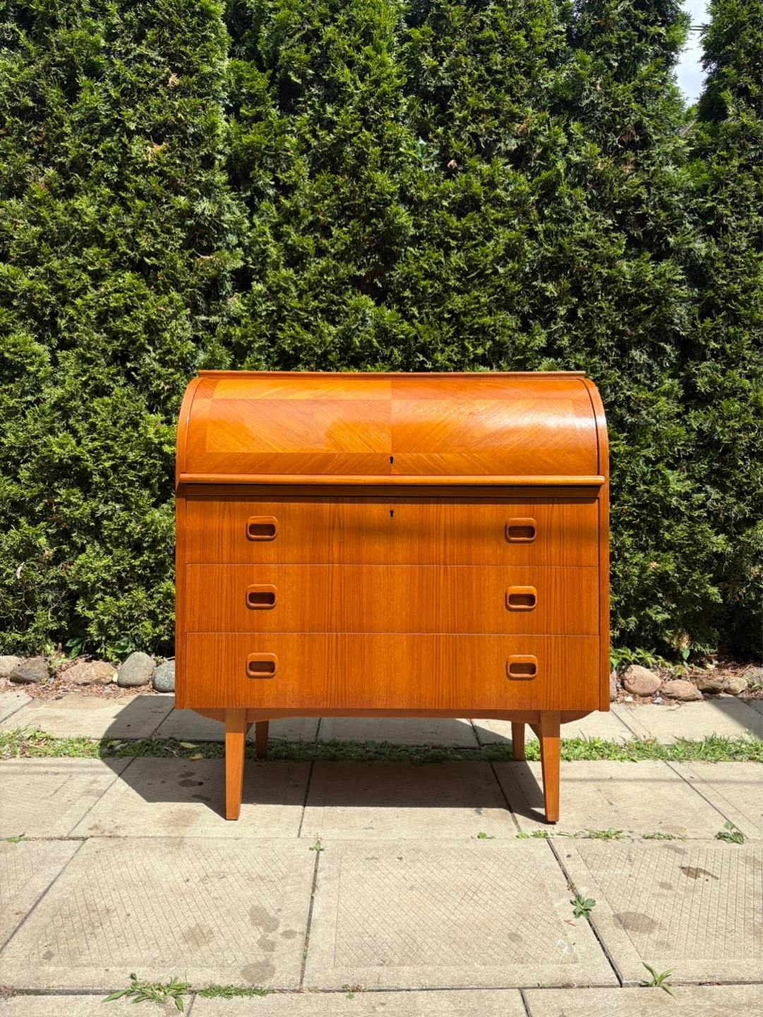 Swedish MCM Teak Secretary Rolltop Desk