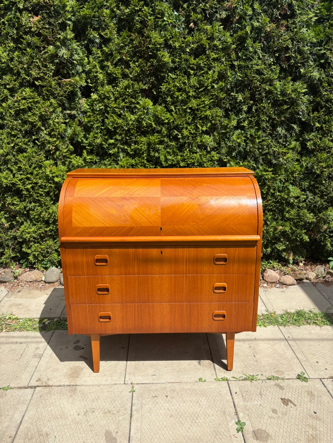 Swedish MCM Teak Secretary Rolltop Desk - photo 2