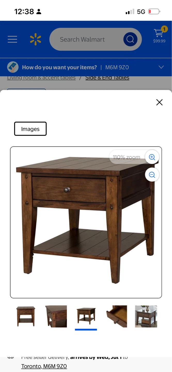 Wooden End Table with Drawer and Shelf - photo 3