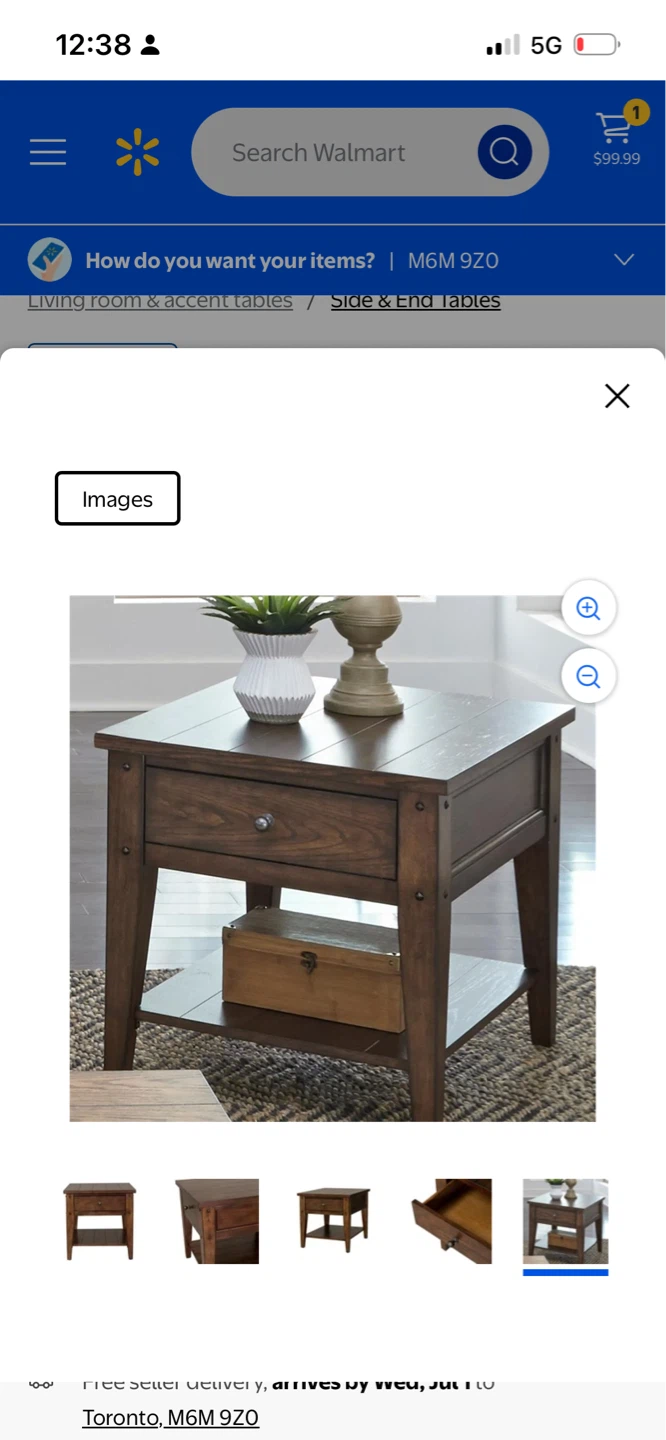 Wooden End Table with Drawer and Shelf - photo 5