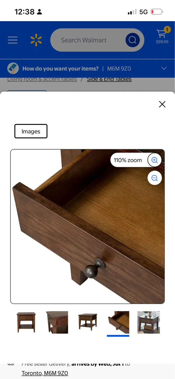 Wooden End Table with Drawer and Shelf - photo 4