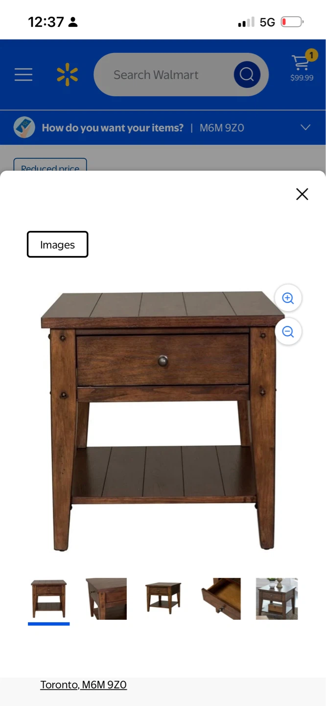 Wooden End Table with Drawer and Shelf