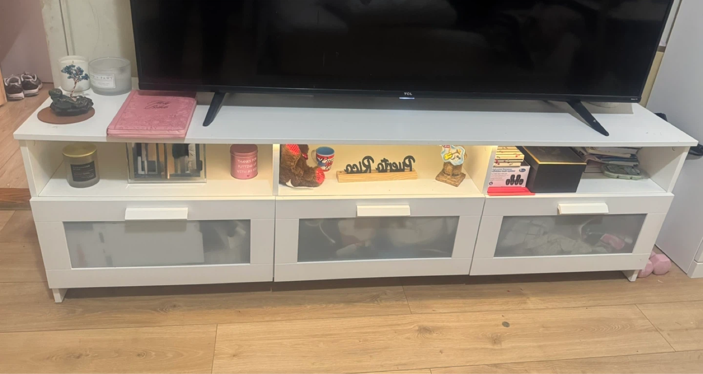 White Media Console with Drawers