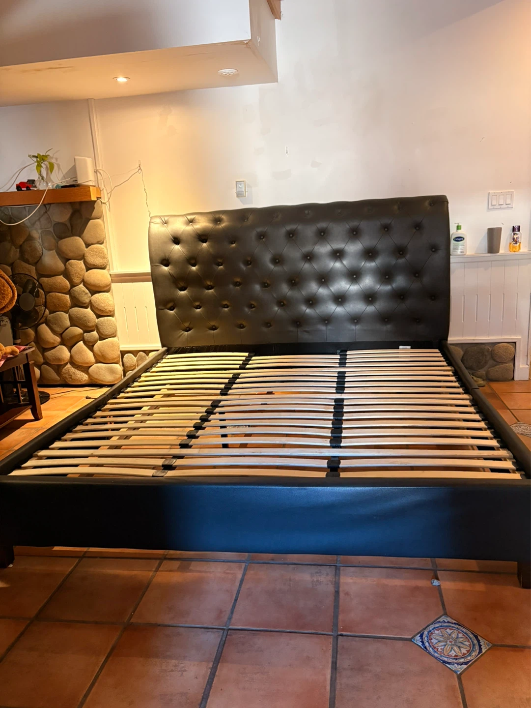 Tufted Faux Leather Platform Bed Frame