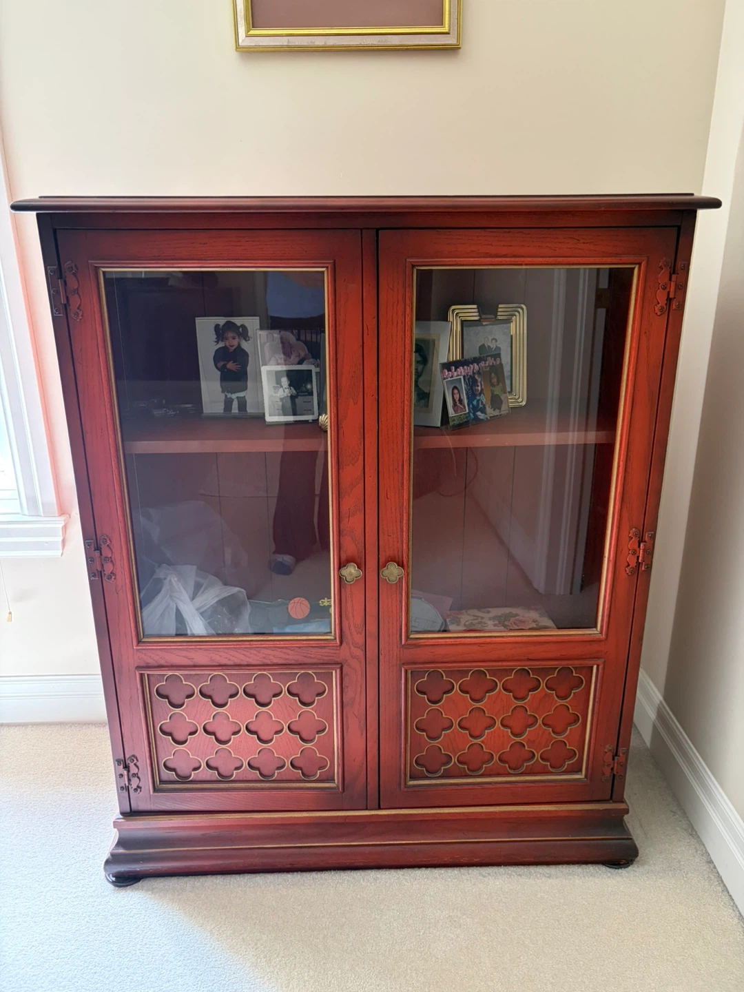 Wooden Display Cabinet with Glass Doors