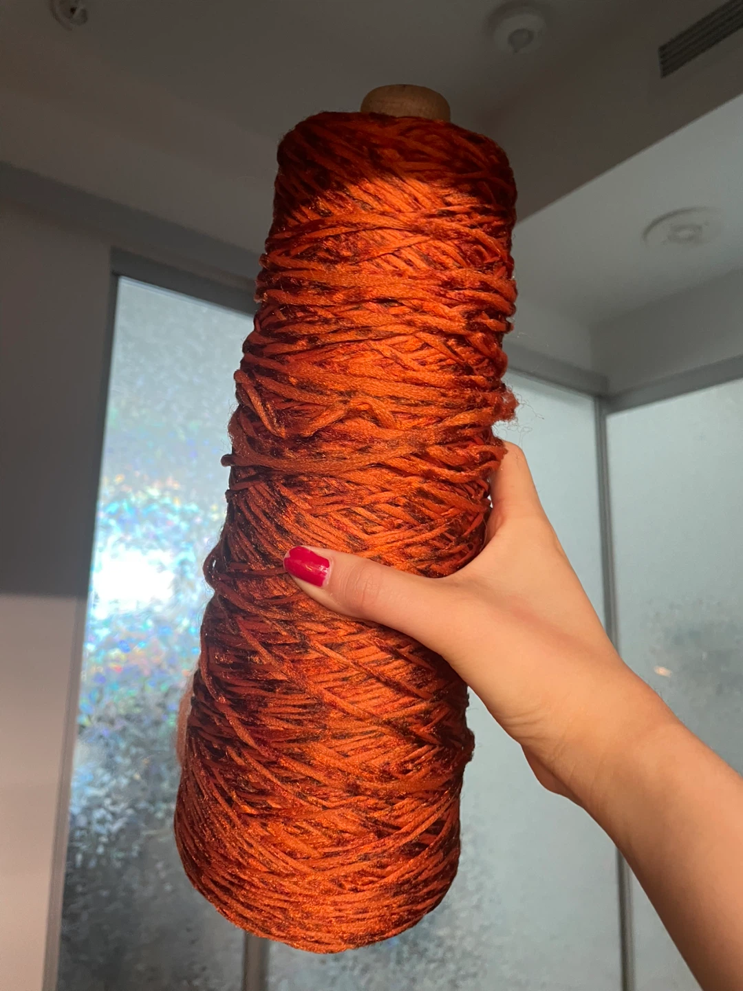 Large Spool of Orange Yarn