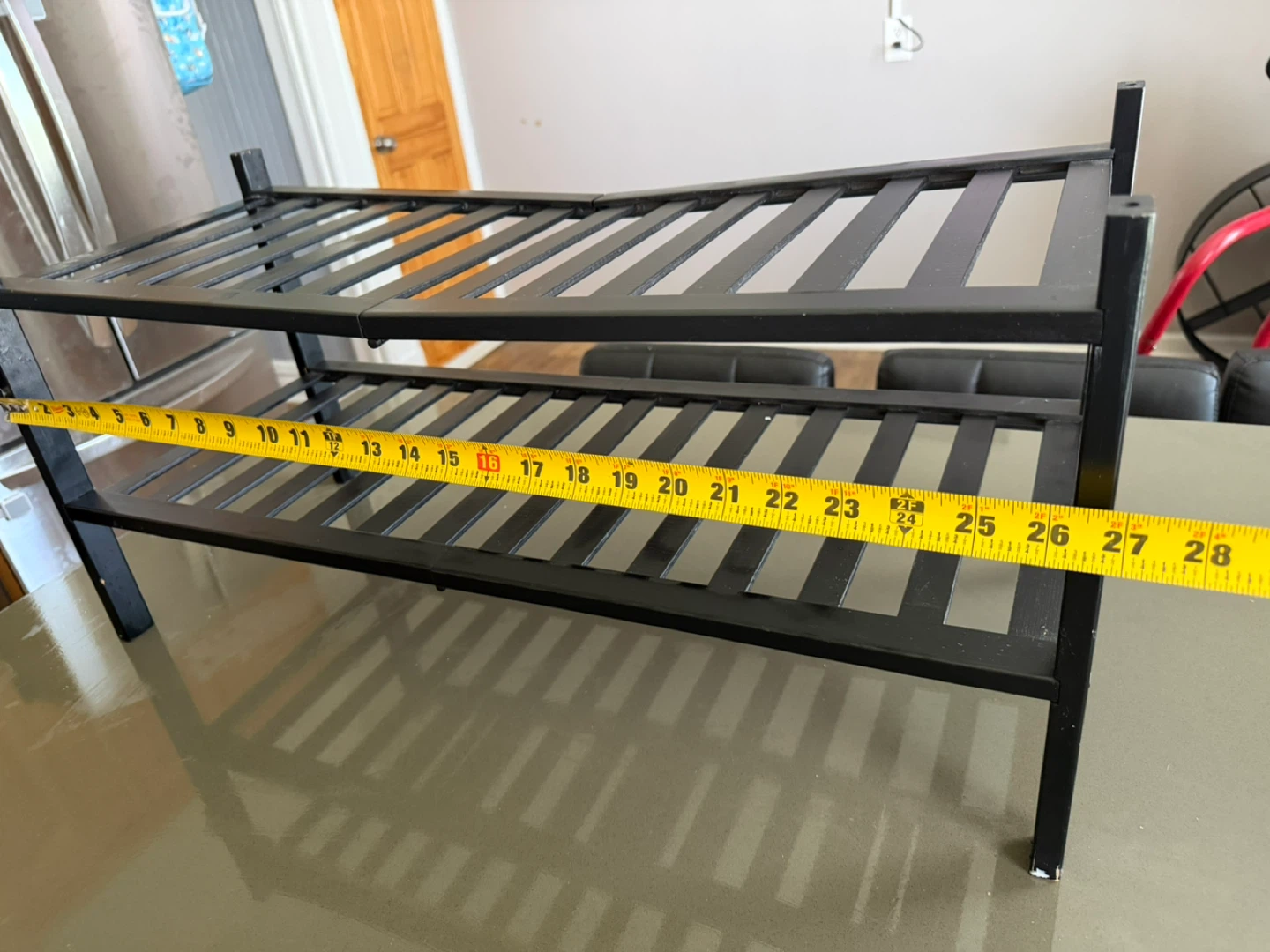 Black 2-Tier Metal Shelf Unit (needs screws tightened) - photo 2