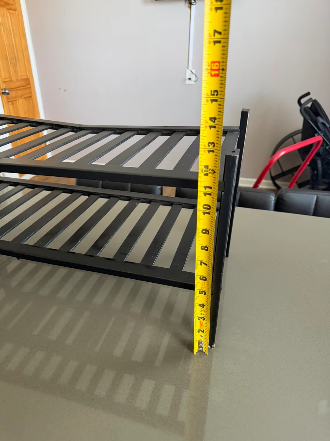 Black 2-Tier Metal Shelf Unit (needs screws tightened) - photo 3