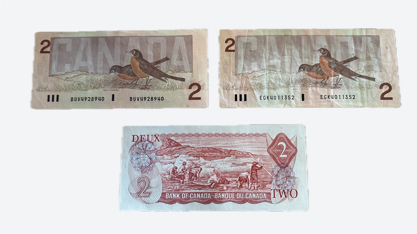Three Canadian $2 Banknotes - photo 2