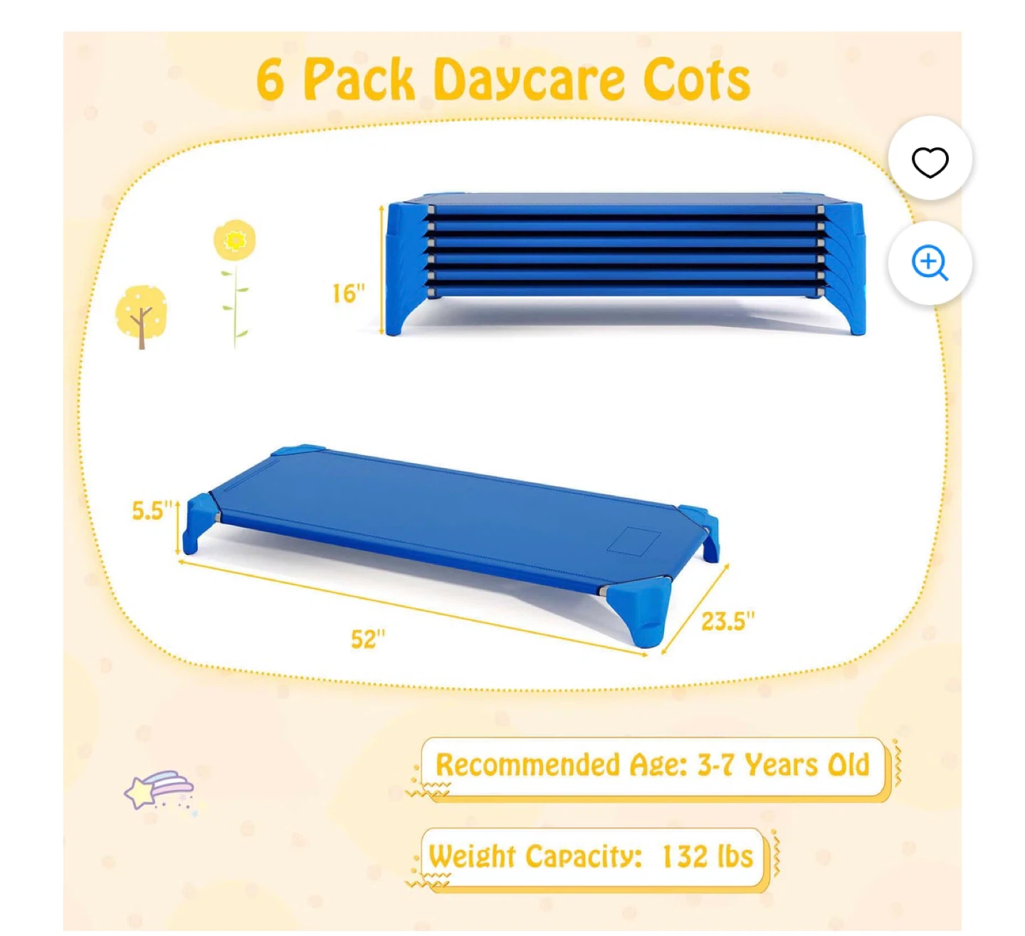 6 Pack Blue Daycare Cots for Kids (unopened boxes 10 in stock) - photo 2