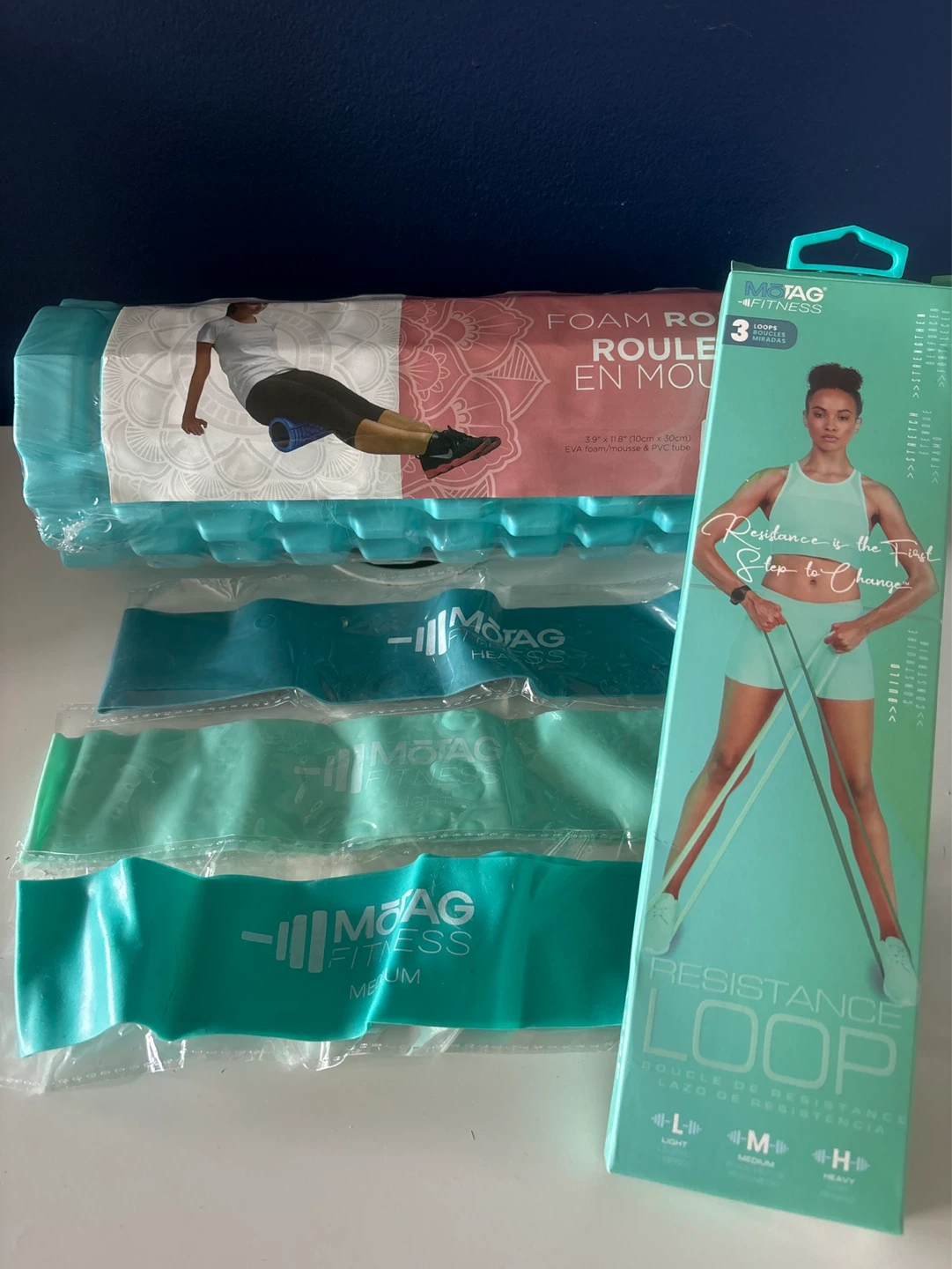 MOTAG FITNESS Foam Roller and Resistance Loop Set