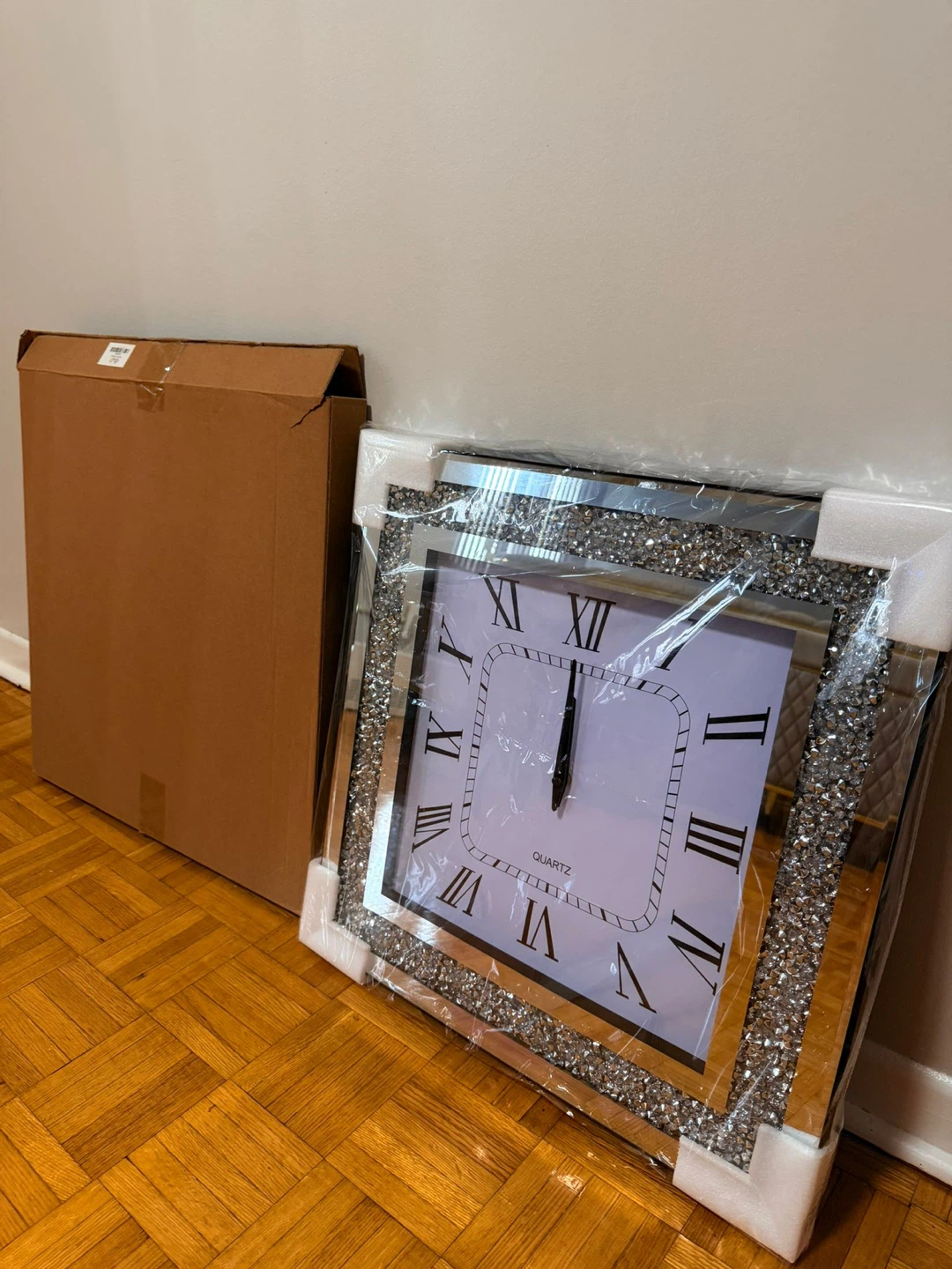 Brand new wall clock glitter silver