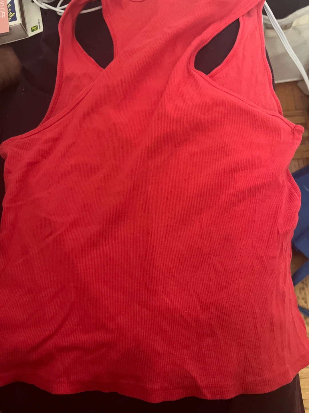 Red Ribbed Tank Top - photo 2