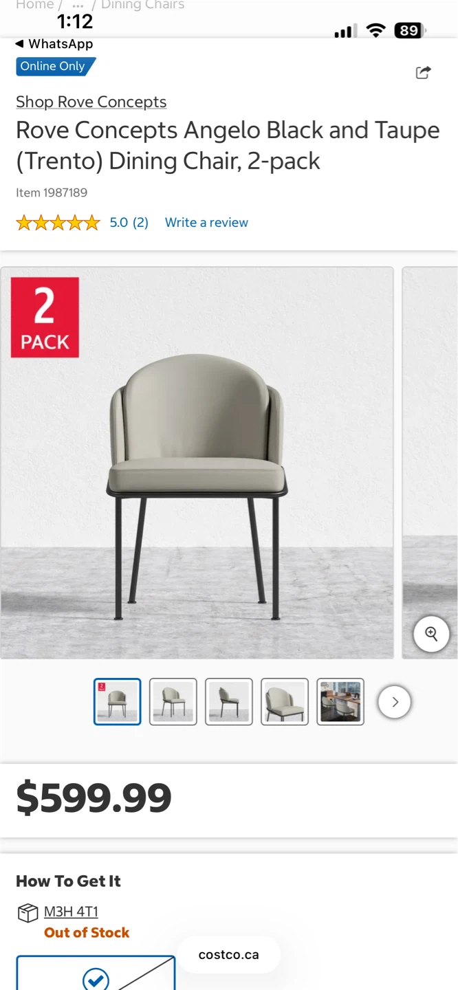 Angelo Black and Taupe (Trento) Dining Chair, 2-pac - photo 2