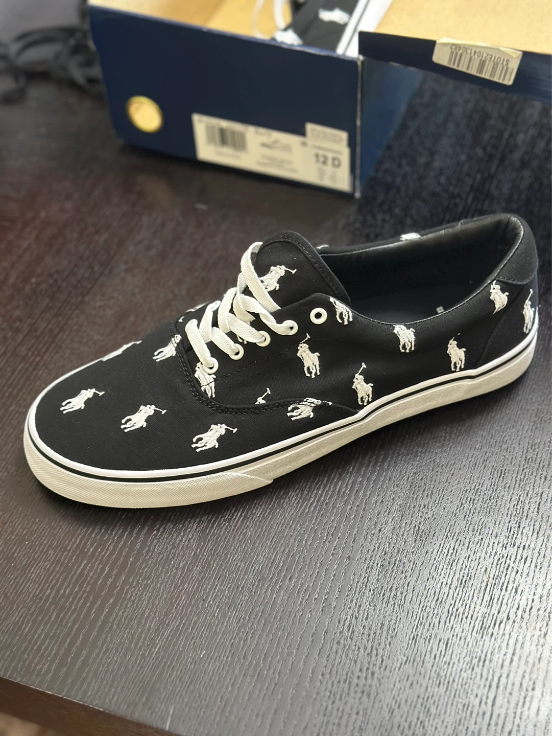 Polo Ralph Lauren Black Pony Canvas Sneakers Size 12 - photo 2