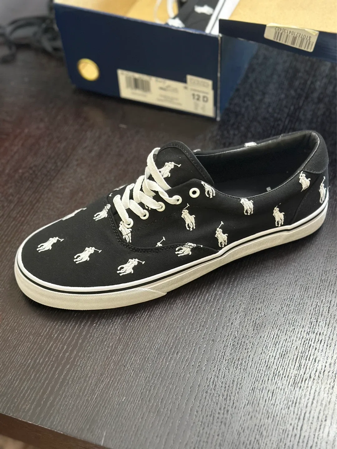 Polo Ralph Lauren Black Pony Canvas Sneakers Size 12 - photo 2