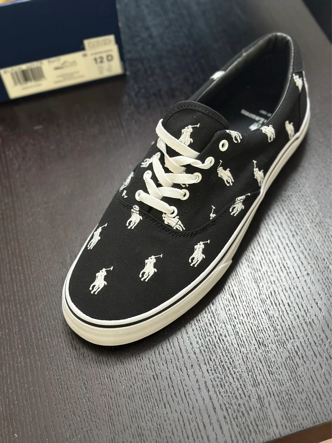Polo Ralph Lauren Black Pony Canvas Sneakers Size 12 - photo 3