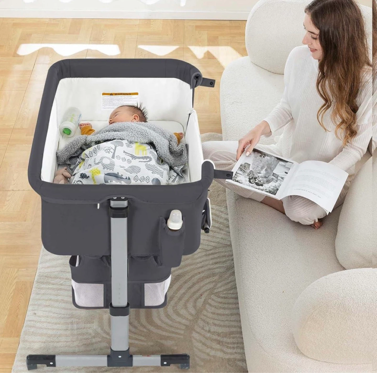 Grey Bassinet with Wheels