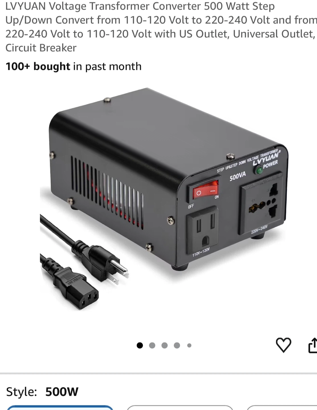 LVYUAN 500W Voltage Transformer T500