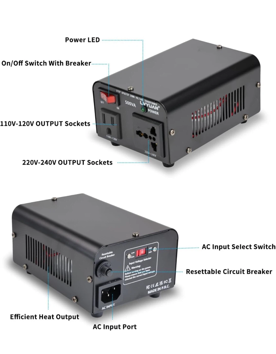 LVYUAN 500W Voltage Transformer T500 - photo 3
