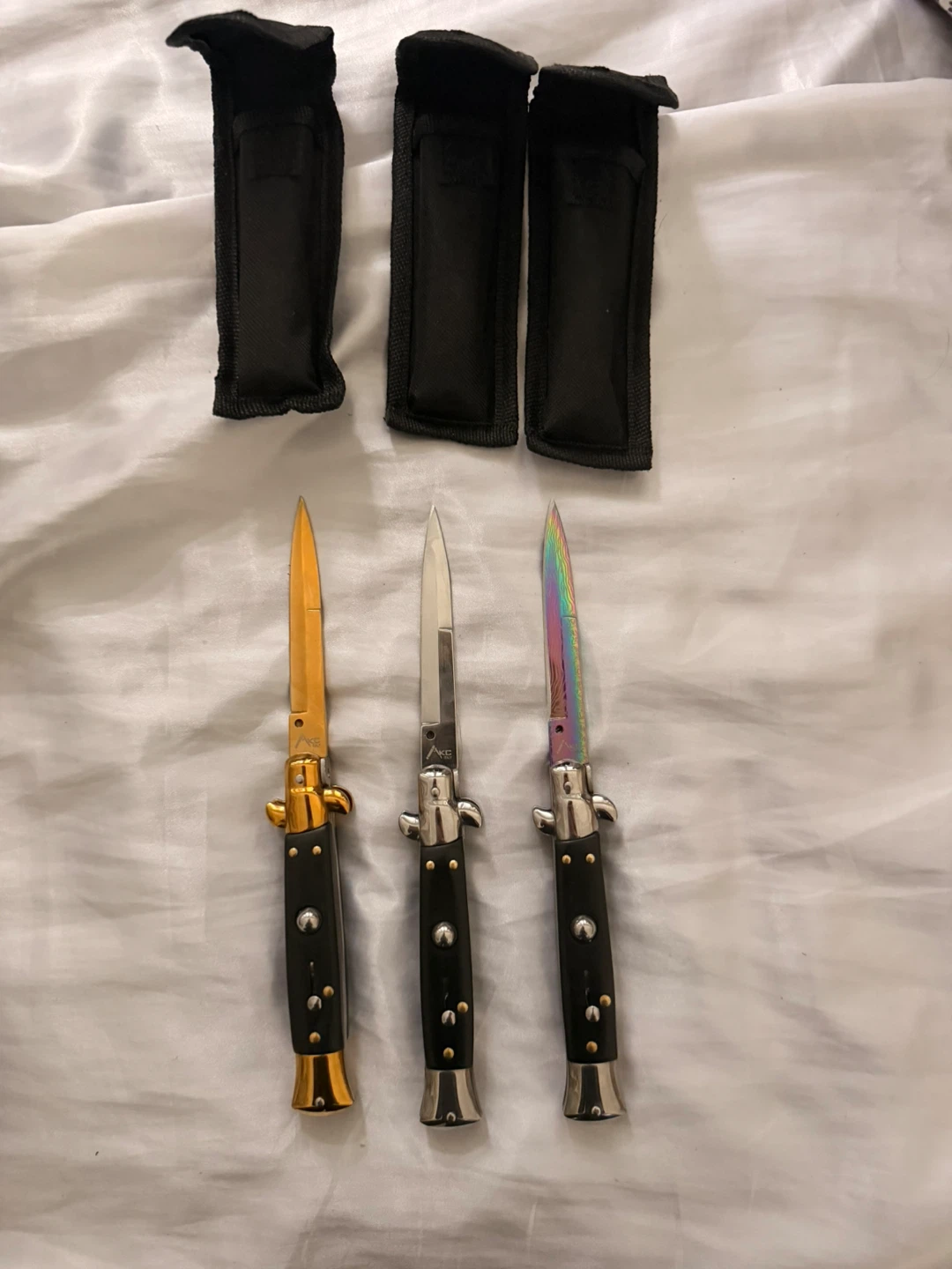Spring Assisted Knife "trainers" with Pouches