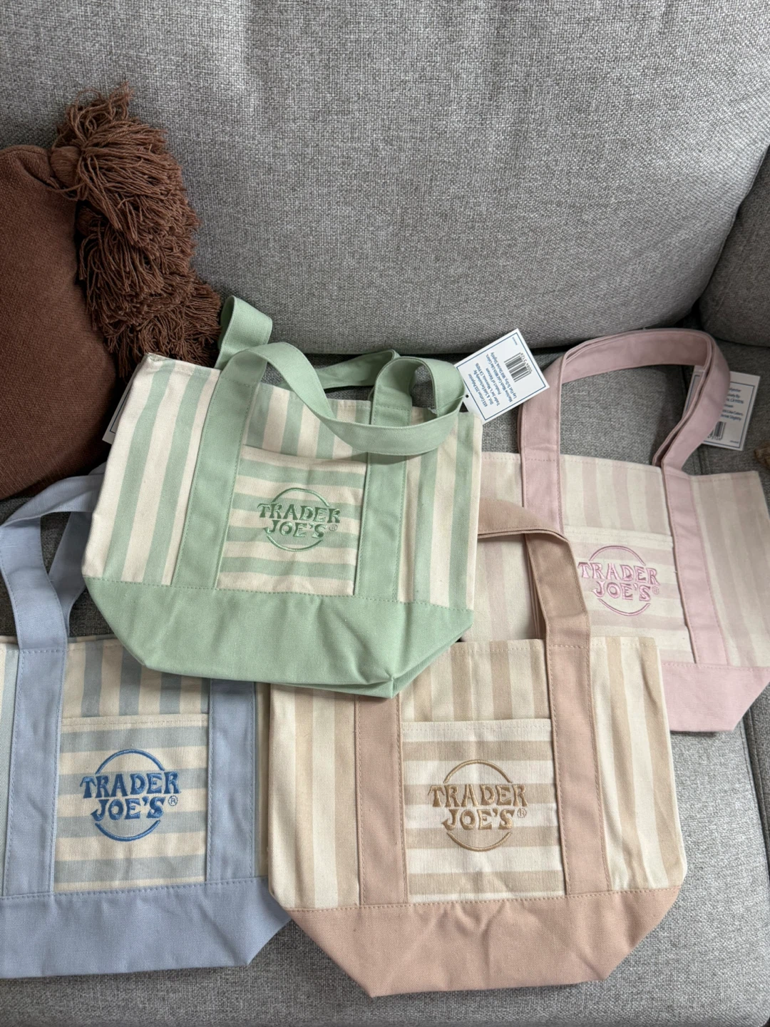Trader Joe's Striped Canvas Tote Bags