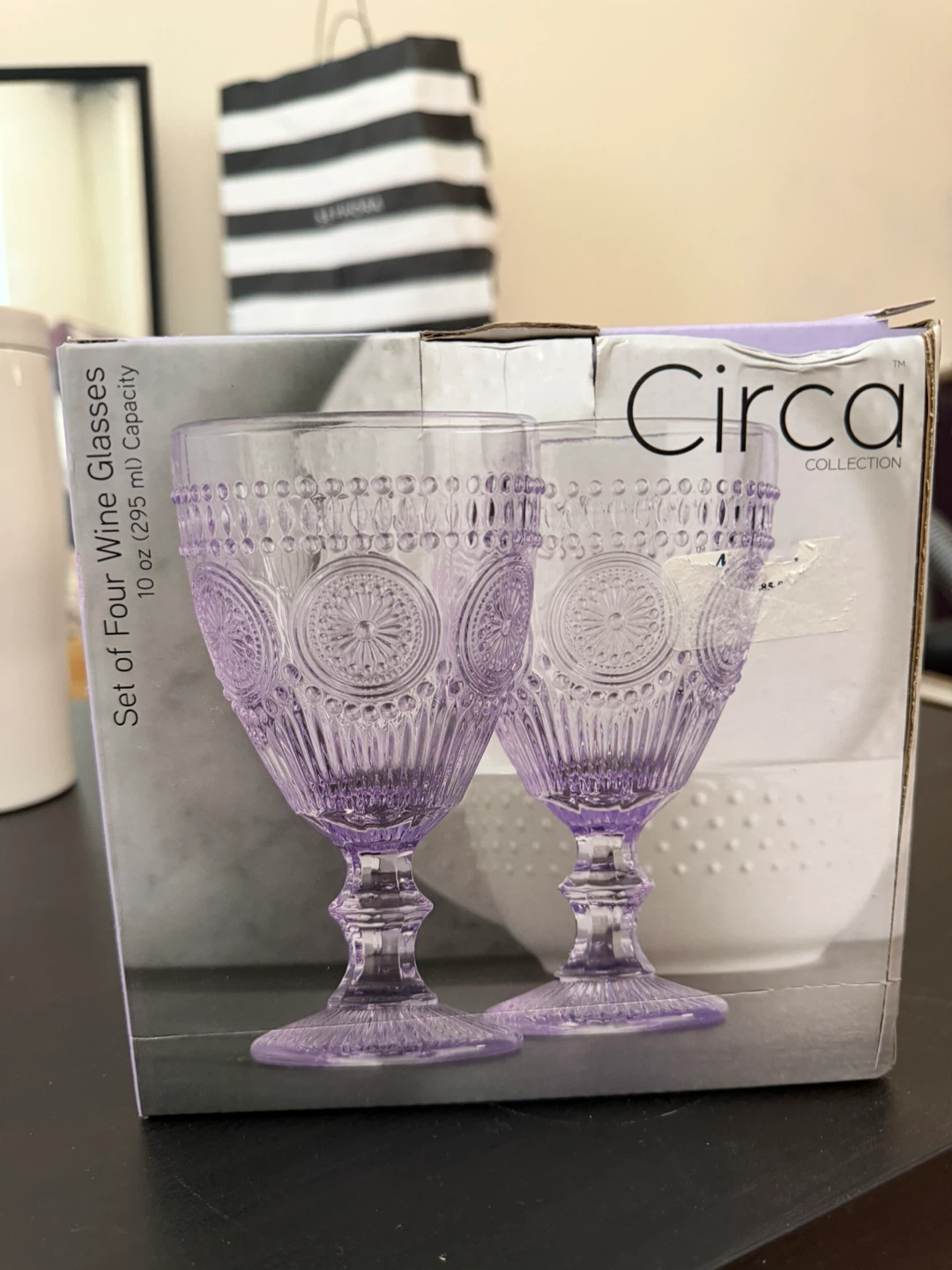 Circa Collection Set of Four Embossed Purple Wine Glasses - photo 2