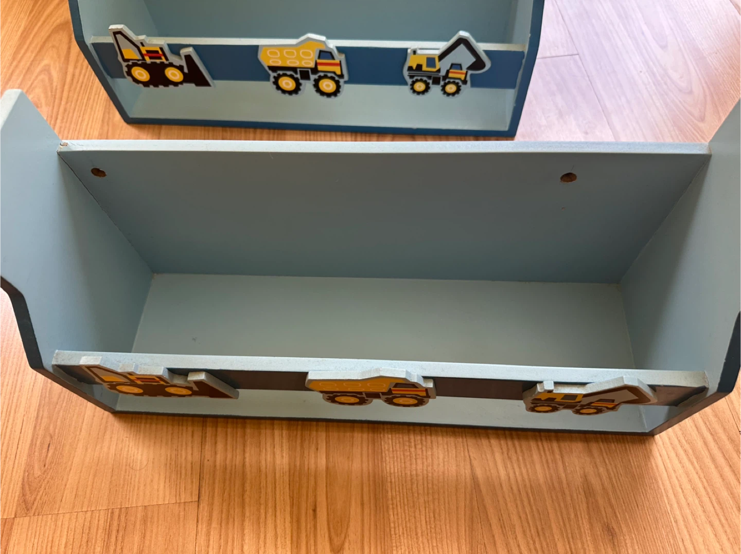 Kids Blue Shelving Unit with Construction Vehicles - photo 2