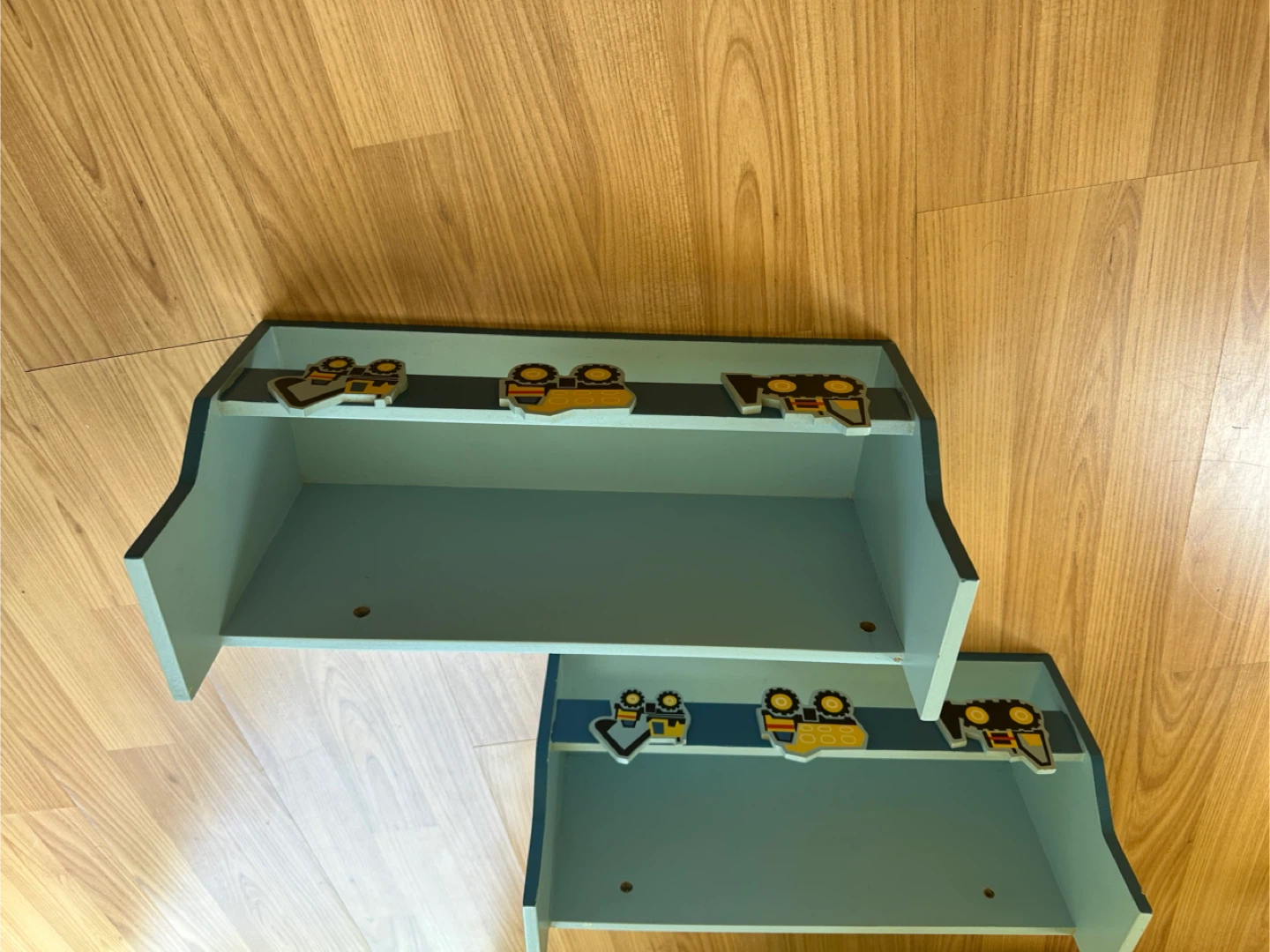 Kids Blue Shelving Unit with Construction Vehicles - photo 3