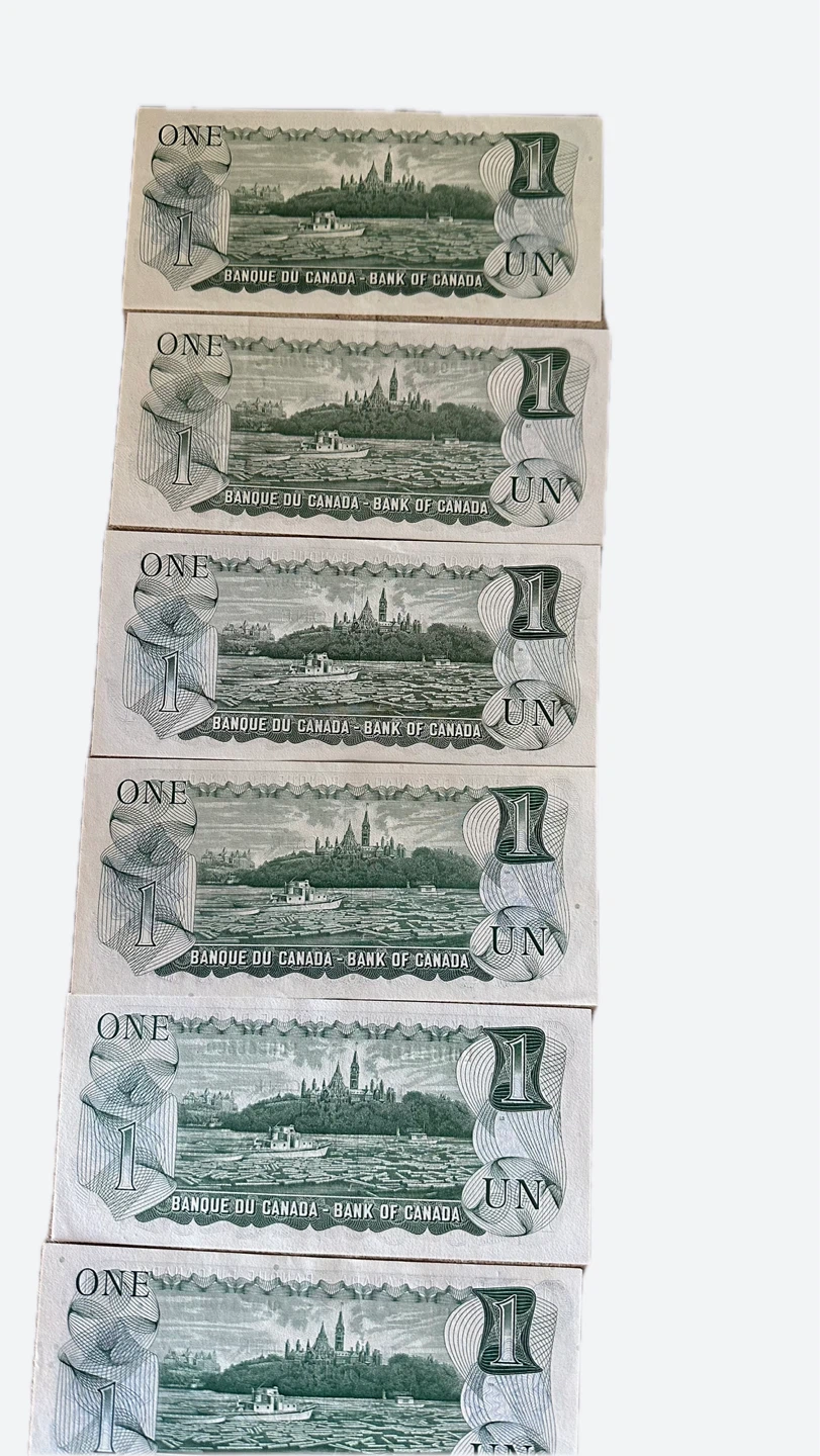 6 x Canadian One Dollar Bills - photo 2
