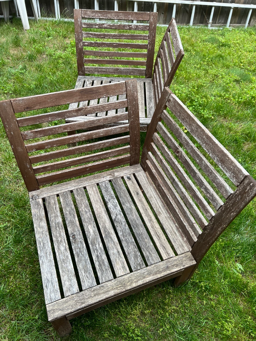 Wooden Outdoor Chairs with Grey Cushions