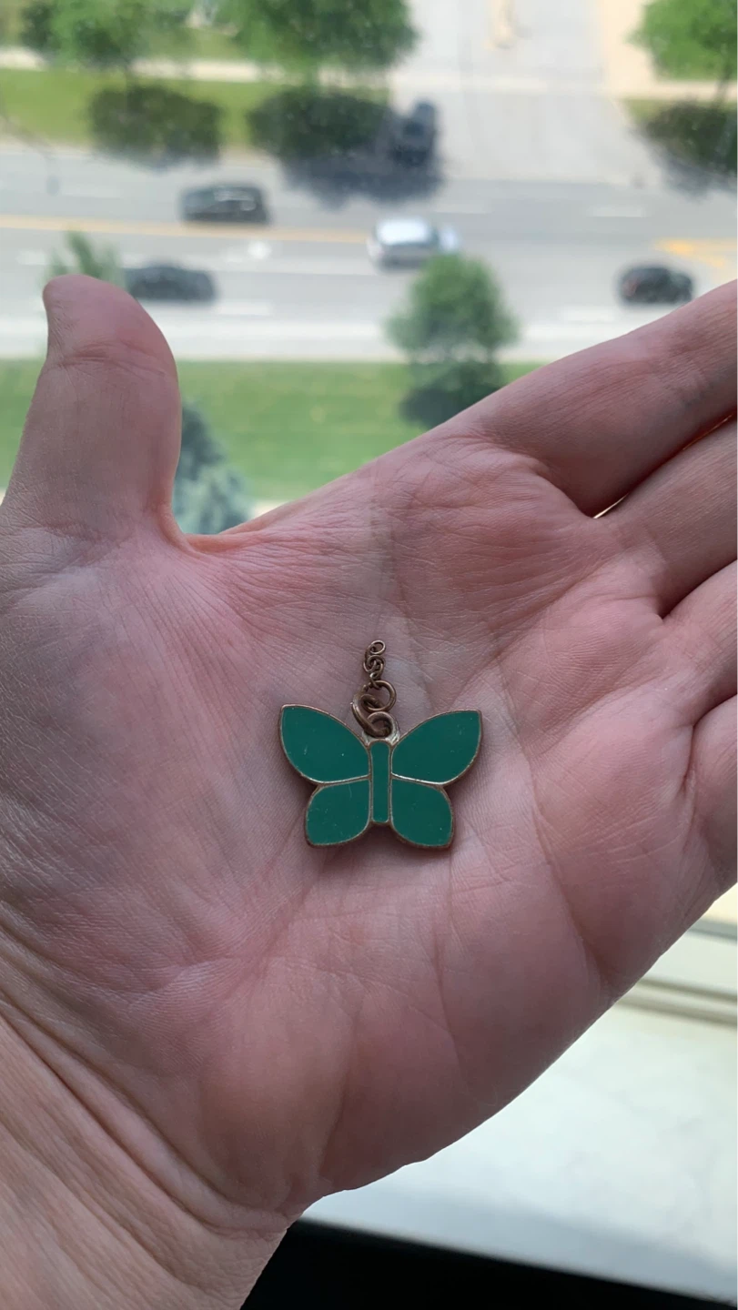 Green Butterfly Charm Pendant ⚽️ SHE’S A BIT BANGED UP