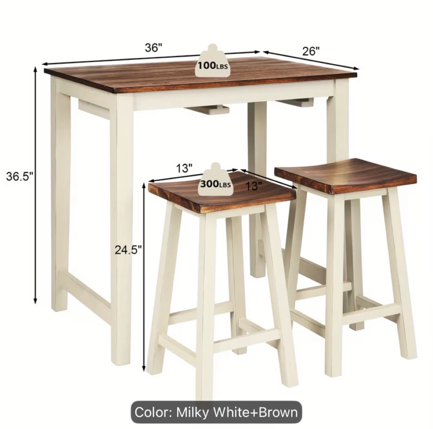 3 Piece Counter Height Dining Set with Stools