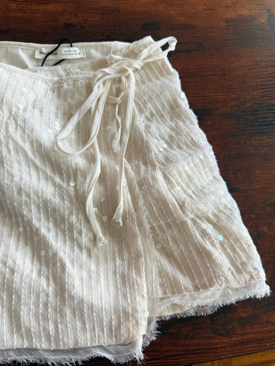 Pull & Bear White Sequined Wrap Skirt - photo 5