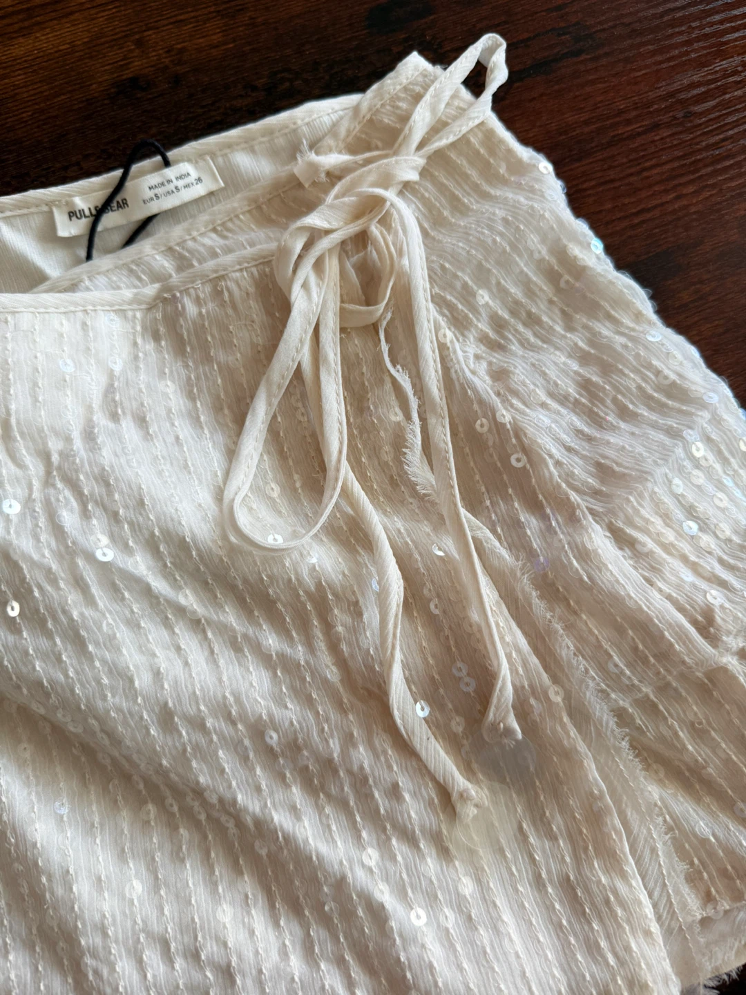 Pull & Bear White Sequined Wrap Skirt - photo 2