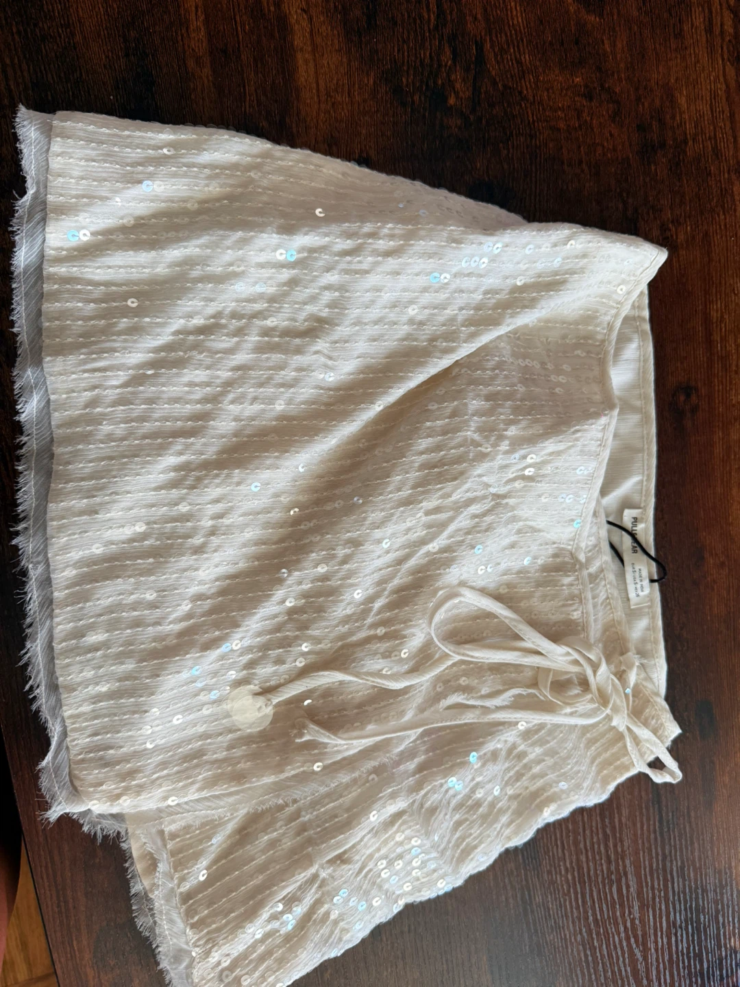 Pull & Bear White Sequined Wrap Skirt
