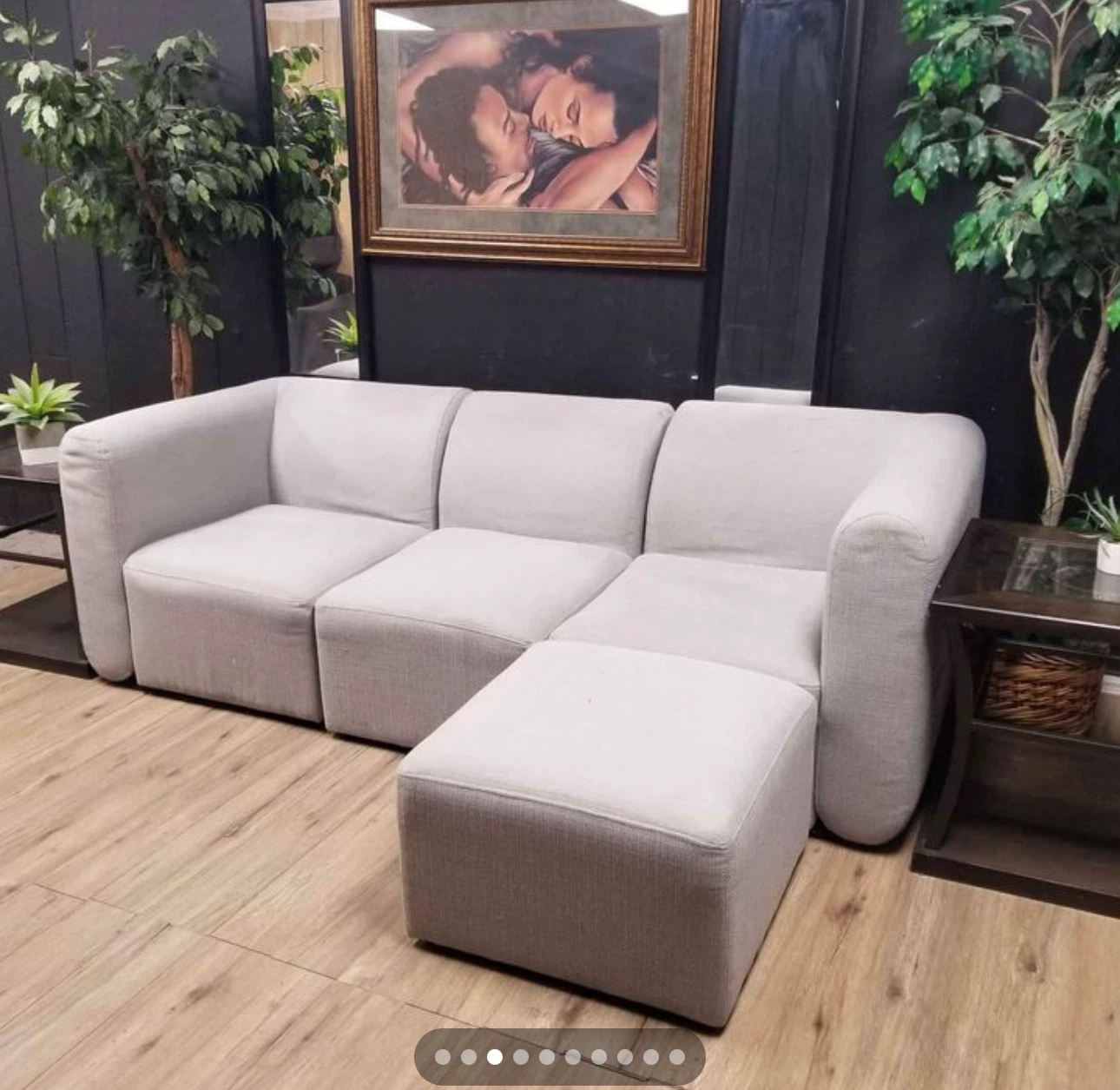 Light Gray Sectional Sofa with Ottoman