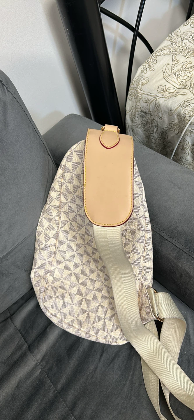 White and Beige Checkerboard Sling Bag - photo 2