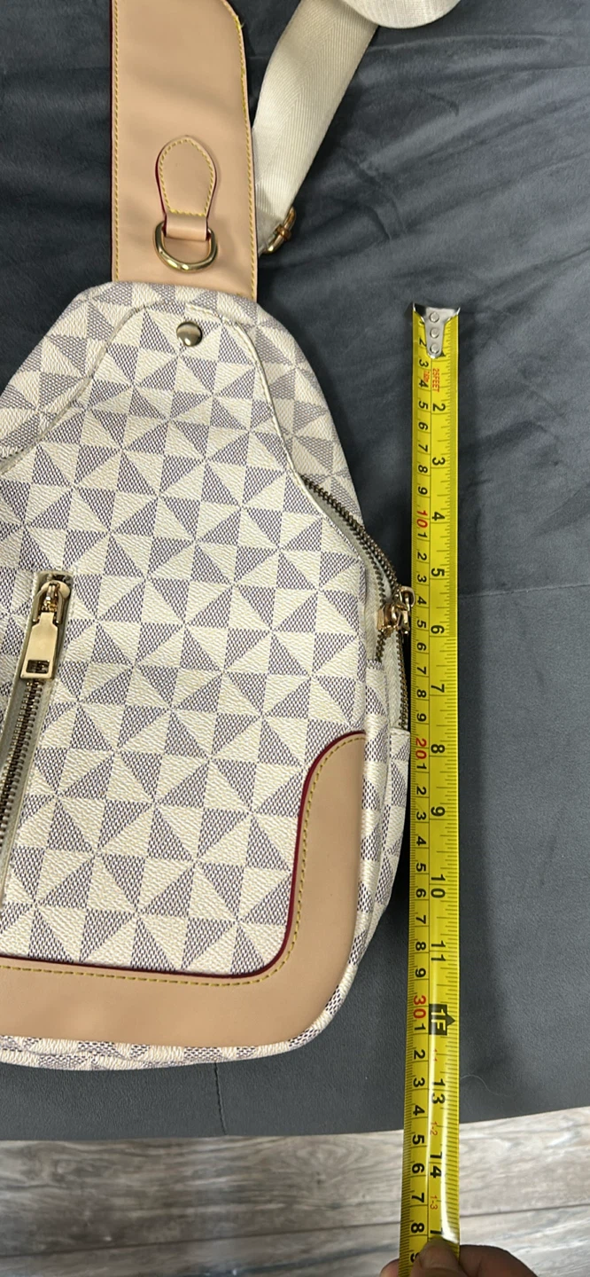 White and Beige Checkerboard Sling Bag - photo 4