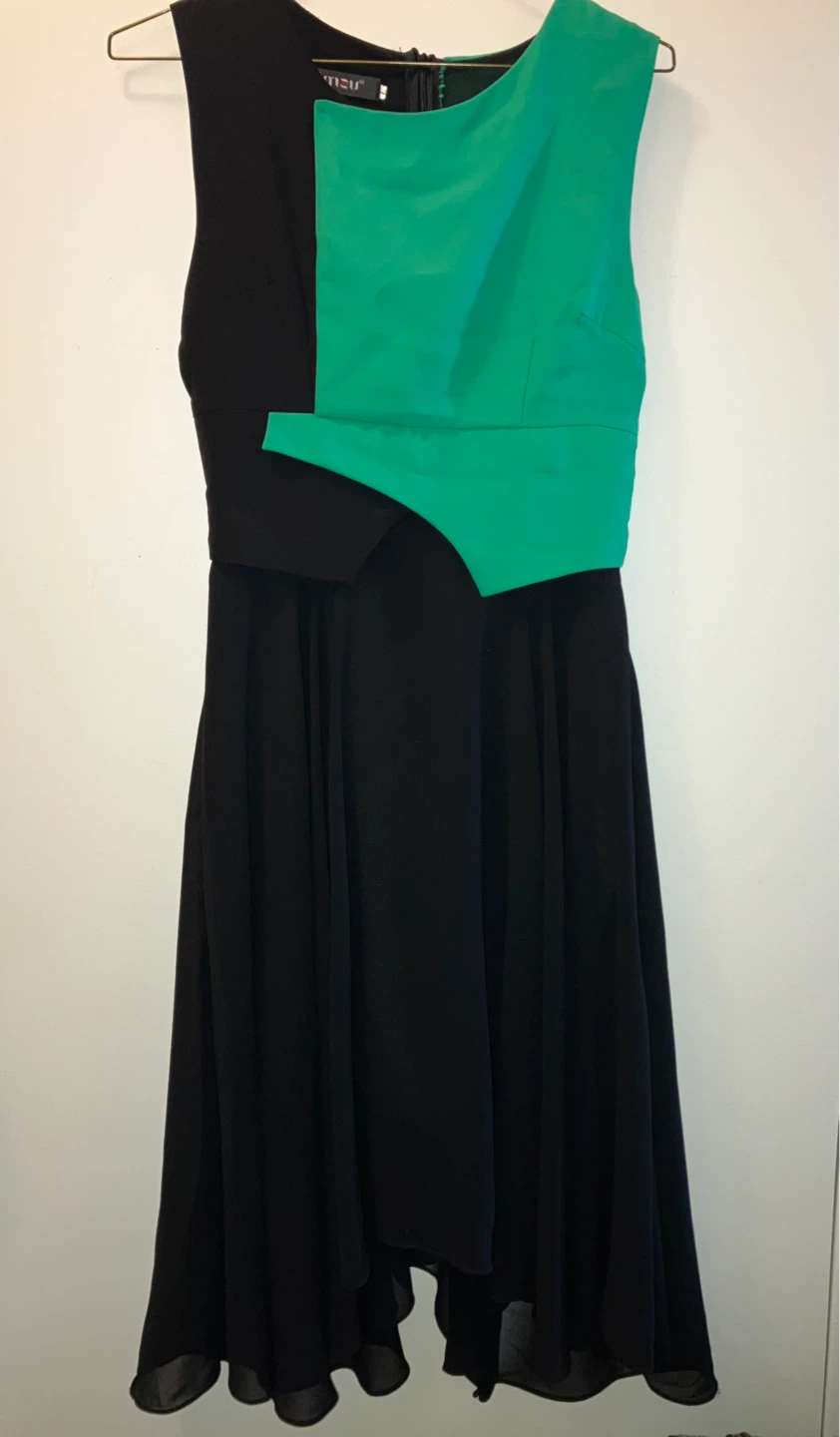 GIMSU Colorblock Black and Green Dress