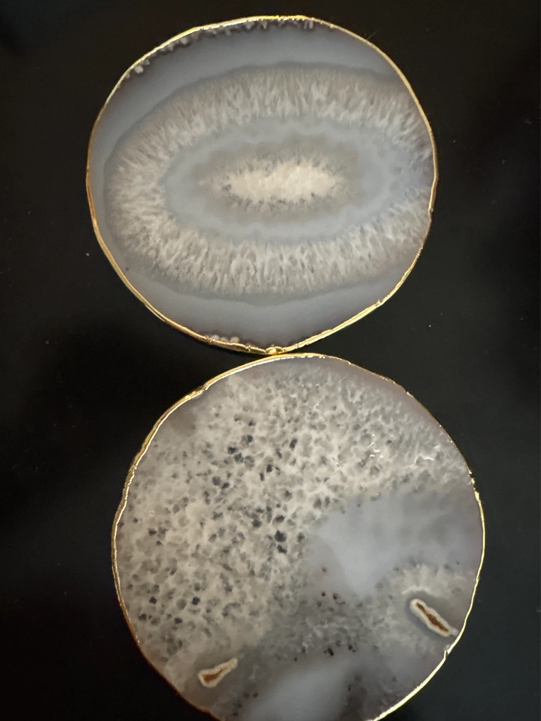 ⚽️ GENUINE Agate set of 4 Coasters with Gold Trim NEW - photo 2