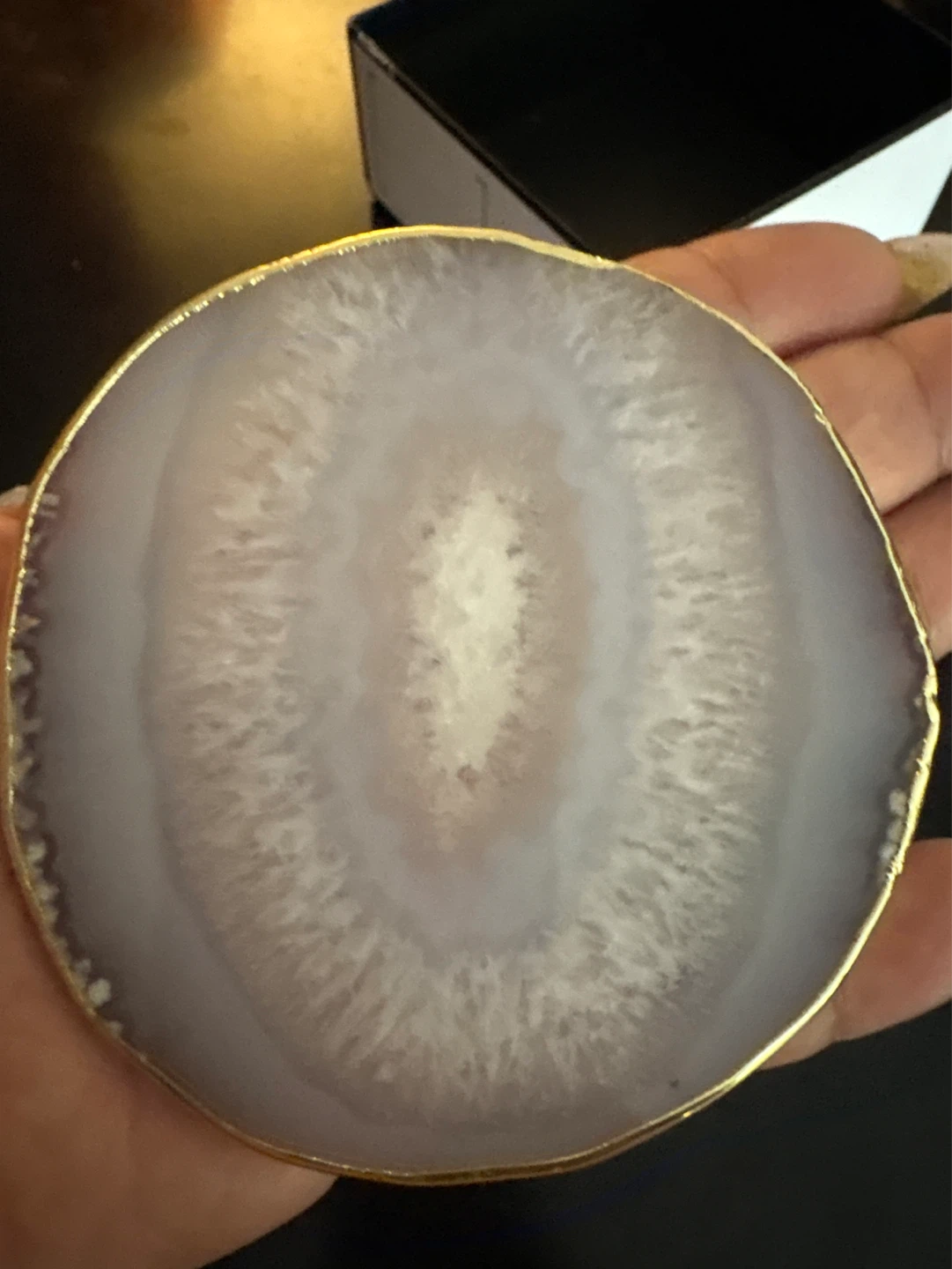 ⚽️ GENUINE Agate set of 4 Coasters with Gold Trim NEW - photo 4