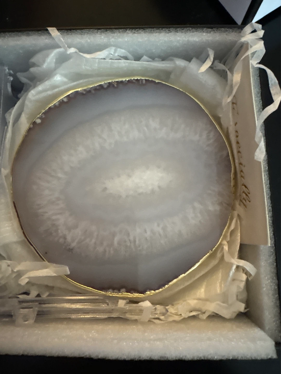 ⚽️ GENUINE Agate set of 4 Coasters with Gold Trim NEW