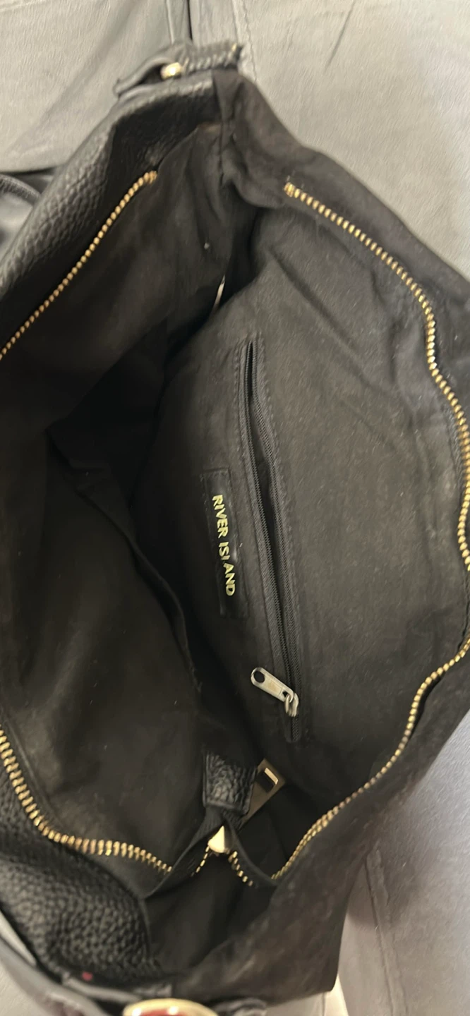 River Island Black Suede and Leather Shoulder Bag - photo 3