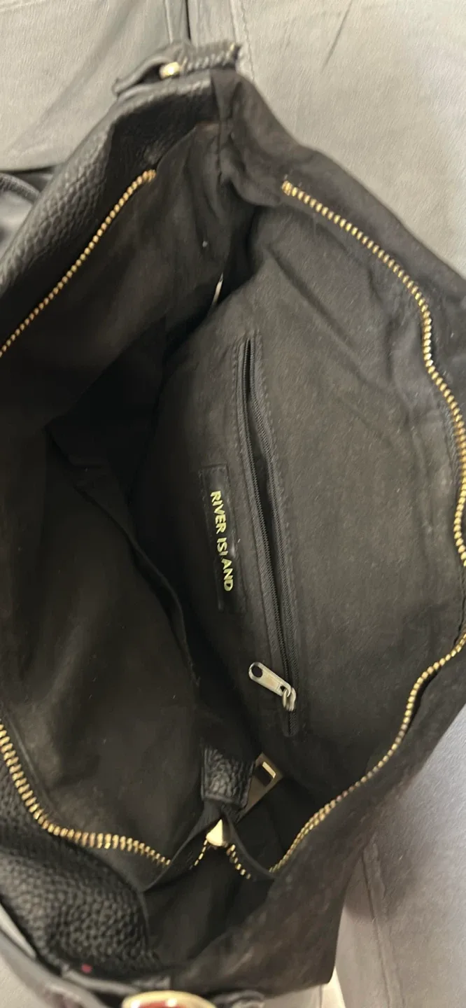 River Island Black Suede and Leather Shoulder Bag - photo 3